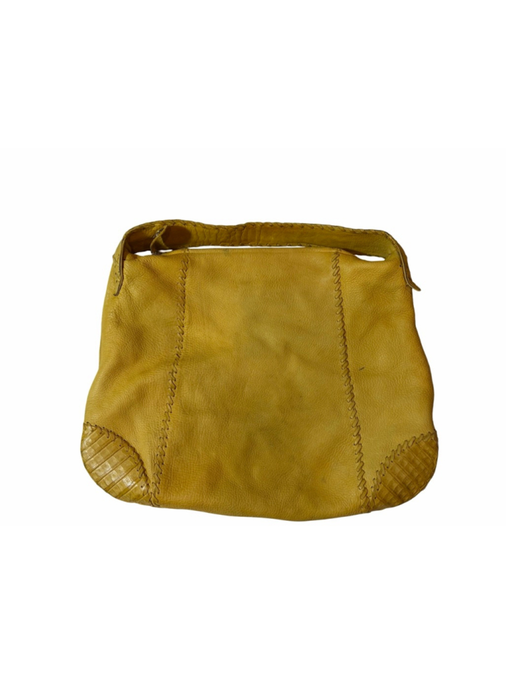 Parker Ochs Yellow Genuine Croc Leather Hobo Bag Whipstitch Woven Exotic